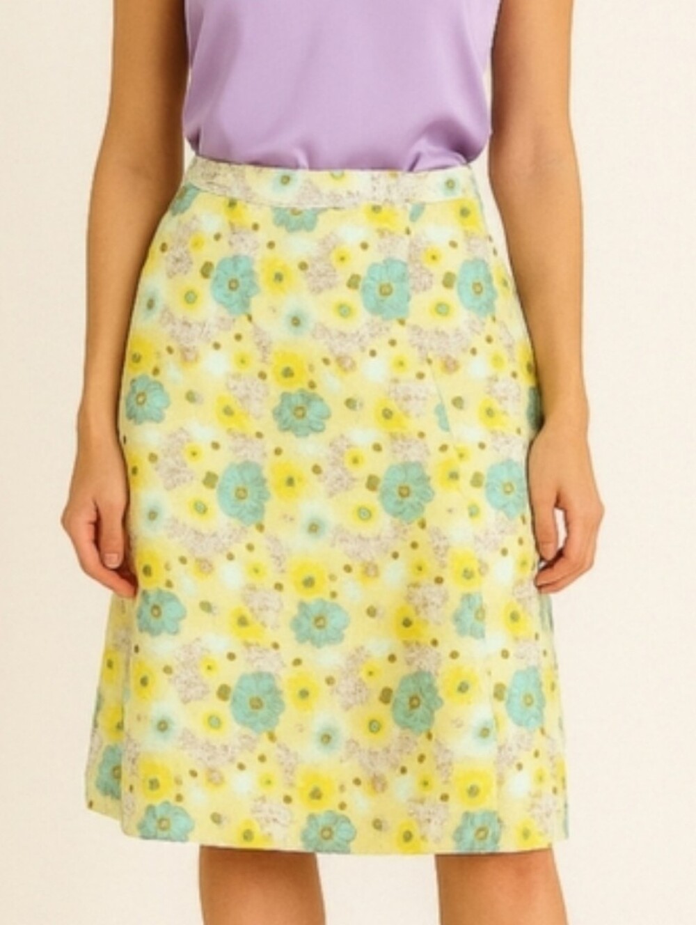 NEW Yellow Floral Green Flower Power Slip Skirt Purple 4 Ann Taylor Spring